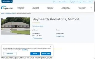 Bayhealth Pediatrics, Milford website