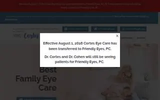 Cortes Eye Care website