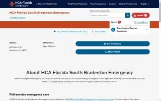 HCA Florida South Bradenton Emergency website
