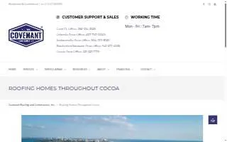 Covenant Roofing & Construction, Inc. of Cocoa website