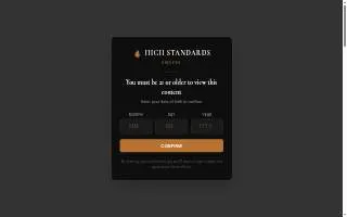 High Standards Smoke Shop website