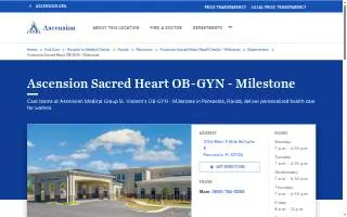 Ascension Sacred Heart OB-GYN - Milestone of Ferry Pass website