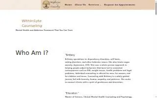 WithInSyte Counseling website