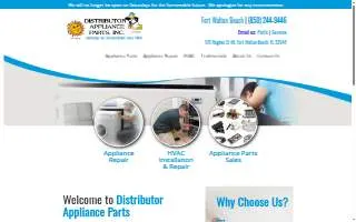 Distributor Appliance Parts, Inc. website
