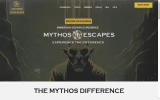 Mythos Escapes website