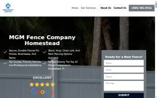 MGM Fence Company Homestead website
