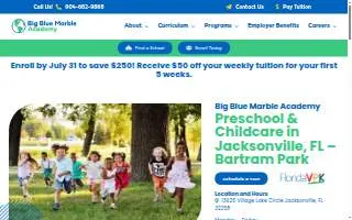 Big Blue Marble Academy Bartram Park website