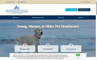 Monument Road Animal Hospital website