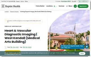 Baptist Health Heart & Vascular Diagnostic Imaging | West Kendall (Medical Arts Building) website