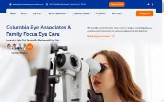 Columbia Eye Associates & Family Focus Eye Care website