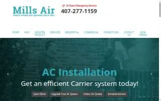 Mills Air Inc website