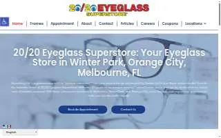 20/20 Eyeglass Superstore of Melbourne website