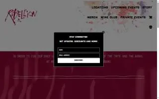 Rebellion Wine Bar website