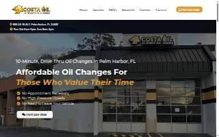 Costa Oil - 10 Minute Oil Change - Palm Harbor website
