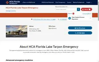 HCA Florida Lake Tarpon Emergency website