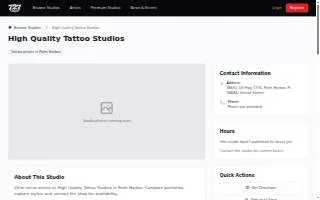 High Quality Tattoo Studios website
