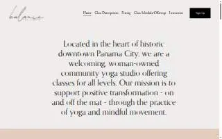 Balance Yoga & Lifestyle of Panama City website