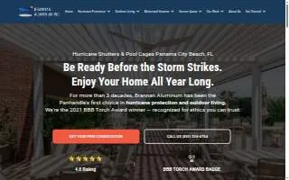 Brannan Aluminum Inc Outdoor Patio Enclosures and Hurricane Shutters website