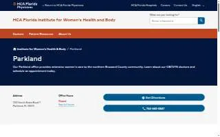HCA Florida Institute for Women's Health and Body - Parkland website