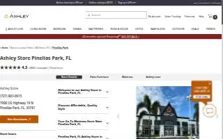 Ashley Store of Pinellas Park website