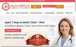 American Urgent Care & Walk-In Clinics of Pinewood website