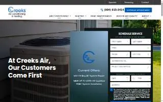 Creeks Air Conditioning & Heating website