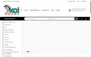 Koi Smart Pond & Aquarium Supply Store website