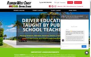 Florida West Coast Driving School of Sarasota website