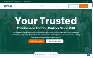 Gandy Printers of Tallahassee website