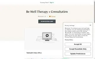 Be Well Therapy + Consultation website