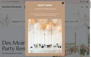 Des Moines Party Rentals website