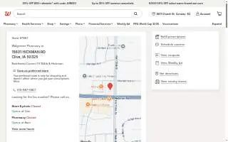 Walgreens Pharmacy of Clive website