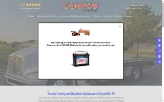 Campus Towing of Coralville website