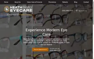 Heath Family Eyecare website