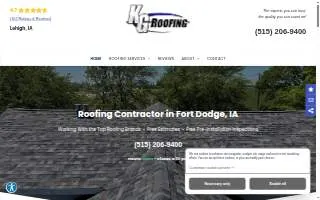 KG Roofing Iowa website