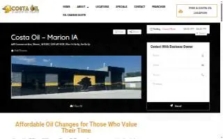 Costa Oil - 10 Minute Oil Change - Marion website