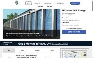 Ottumwa Self Storage & Parking website