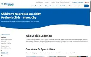 Children's Nebraska Specialty Pediatric Clinic – Sioux City website