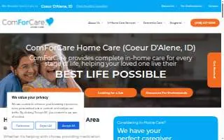 ComForCare Home Care Coeur D'Alene website