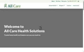 All Care Health Solutions website