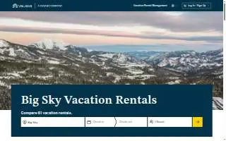 Big Sky Rentals website
