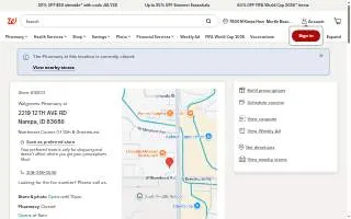 Walgreens Pharmacy website
