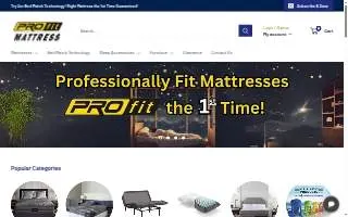 Pro Fit Mattress website