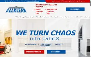 Allklean Carpet Cleaning and Restoration website