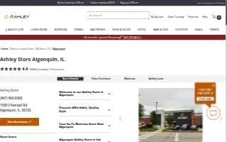 Ashley Store of Algonquin website