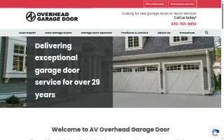 AV Overhead Garage Door, Inc. website