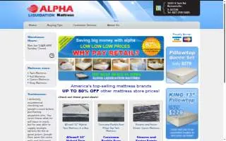 Alpha Liquidation Mattress of Elk Grove Village website