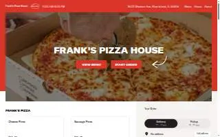 Frank's Pizza House website
