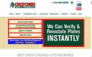 Oxford Auto Insurance of Chicago website