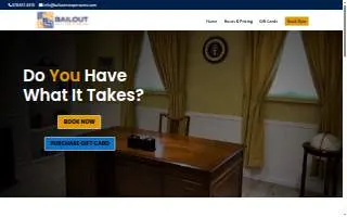 BAILOUT Escape Rooms website